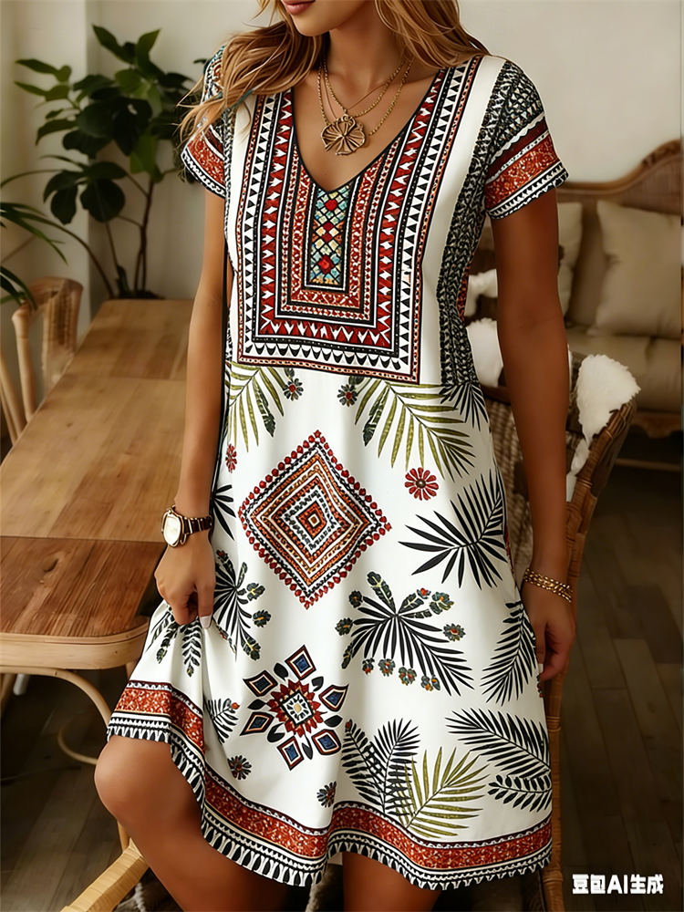 Ethnic Style Women Dress Summe - Midi Skirt Floral avaliação e preço
