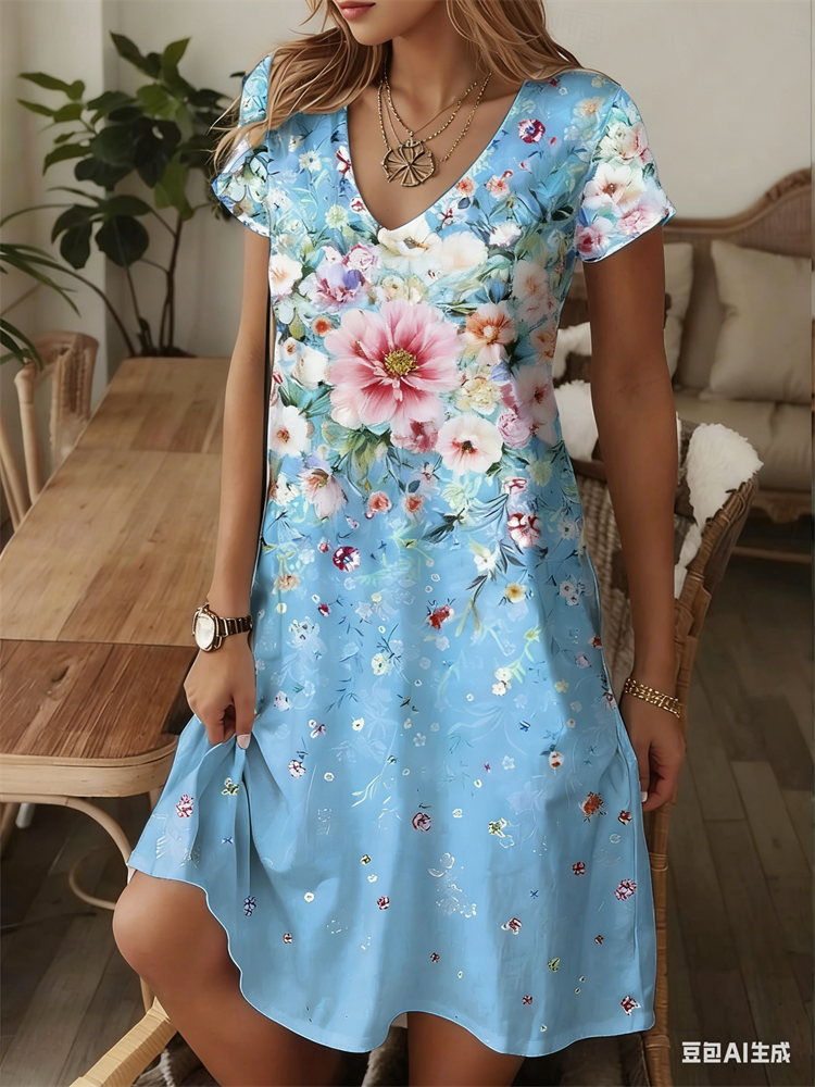 Ethnic Style Women Dress Summe - Midi Skirt Floral avaliação e preço