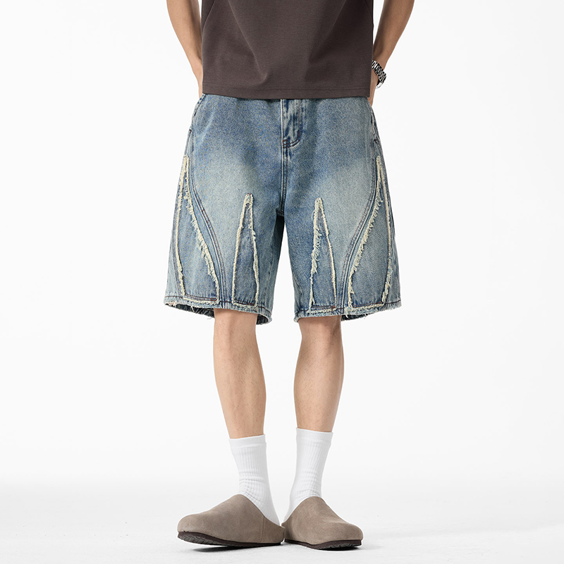 Men's Baggy Denim Jorts, Raw E - Shorts Denim Frayed avaliação e preço