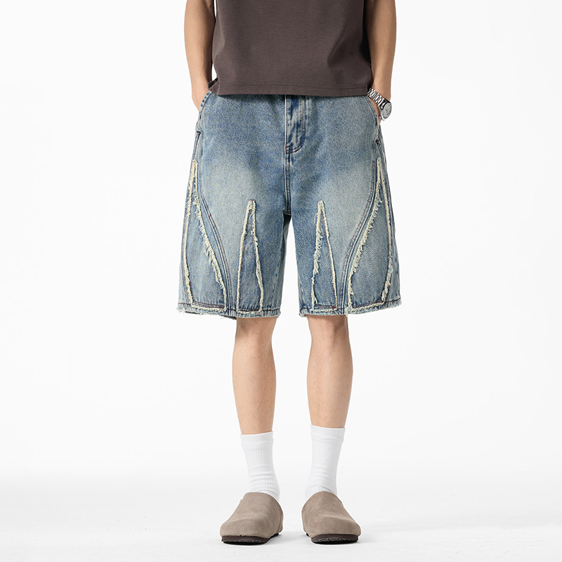 Men's Baggy Denim Jorts, Raw E - Shorts Denim Frayed avaliação e preço