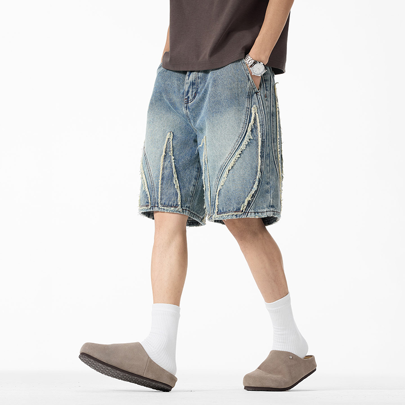 Men's Baggy Denim Jorts, Raw E - Shorts Denim Frayed avaliação e preço