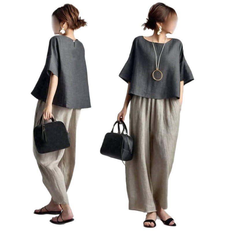 Two Pieces Women Pant Sets Sol - Linen Pant Wide avaliação e preço