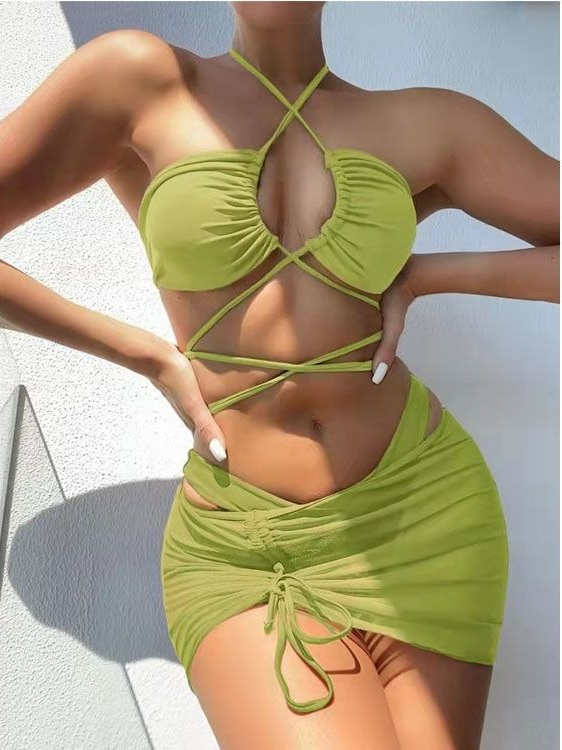 Ladies High Waist Split Bikini - Swimsuit Bikini Ruched avaliação e preço