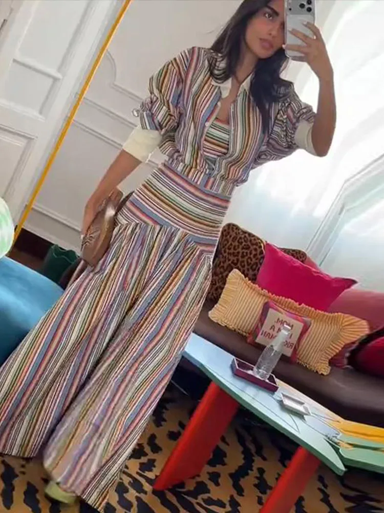 Boho Colorful Stripe Shirt Max - Maxi Dress Halter avaliação e preço