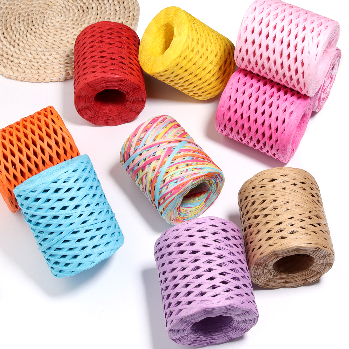 80-200M/Roll 4mm Colored Raffi - Crochet Bag Raffia avaliação e preço